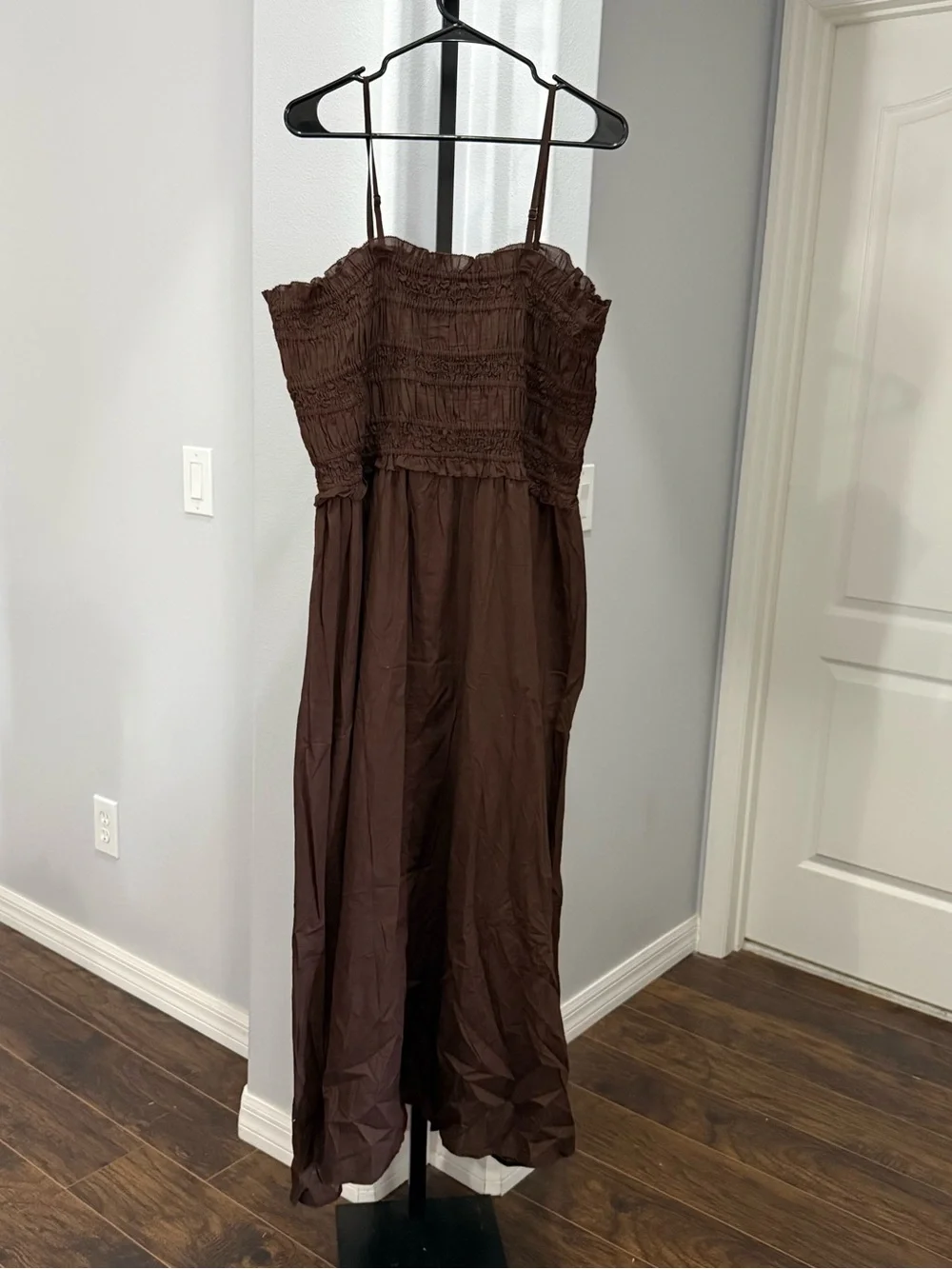 J Crew Smocked maxi dress in cotton voile CI259 Size 3X Brown NWT $148 Vacation